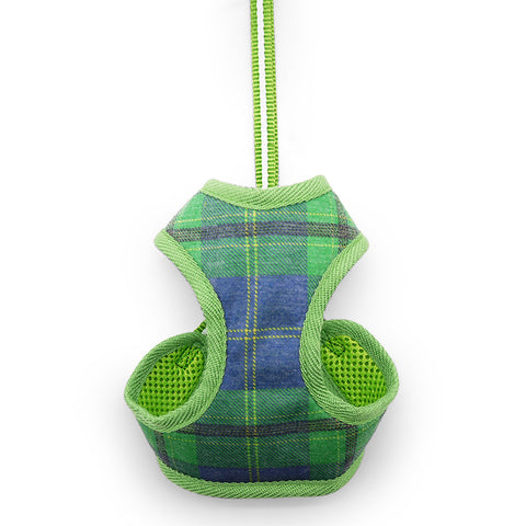 EasyGO Soft Step-In Dog Harness - Blue/Green Plaid