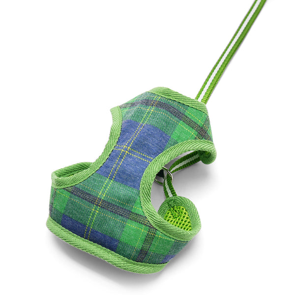EasyGO Soft Step-In Dog Harness - Blue/Green Plaid