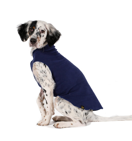 Gold Paw Stretch Fleece Dog Coat - Navy Blue
