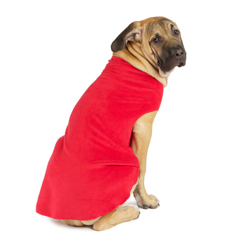 Gold Paw Stretch Fleece Dog Coat - Red