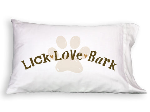 Lick Love Bark Single Pillowcase