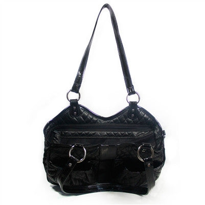 Petote Quilted Luxe Metro Dog Carrier - Black
