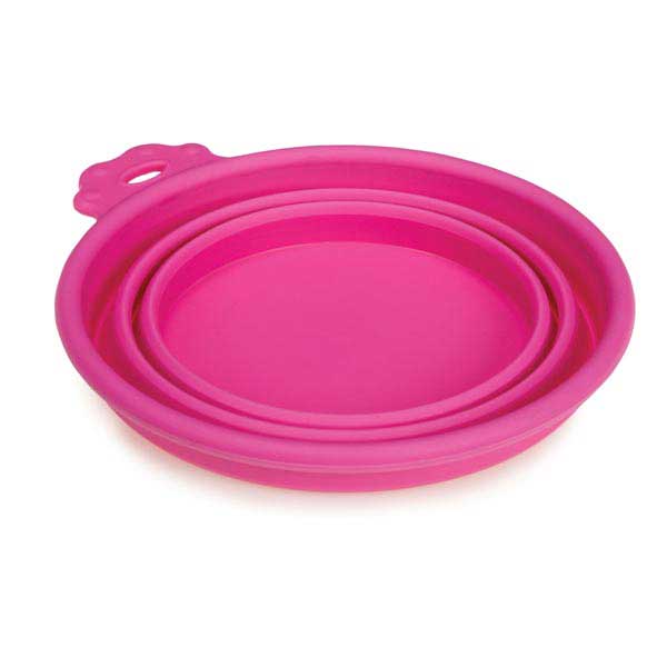 Bend-A-Bowl Silicone Travel Bowl for Pets and People - Pink