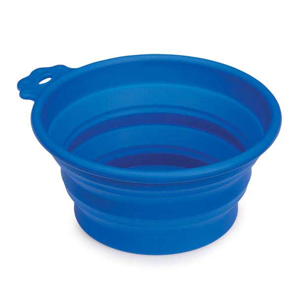Bend-A-Bowl Silicone Travel Bowl for Pets and People - Blue