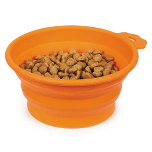 Bend-A-Bowl Silicone Travel Bowl for Pets and People - Orange