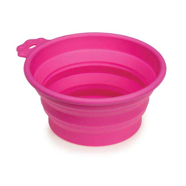 Bend-A-Bowl Silicone Travel Bowl for Pets and People - Pink
