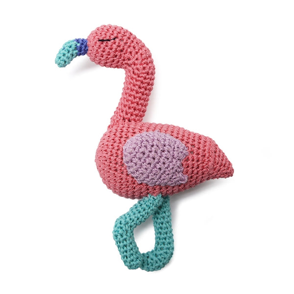 Pink Flamingo Crochet Dog Toy with Squeaker