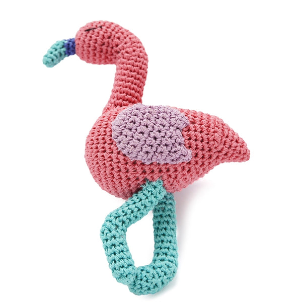 Pink Flamingo Crochet Dog Toy with Squeaker
