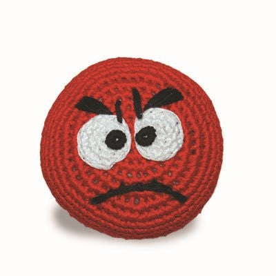 Emoticon Ball Crochet Dog Toy with Squeaker - Mad Face