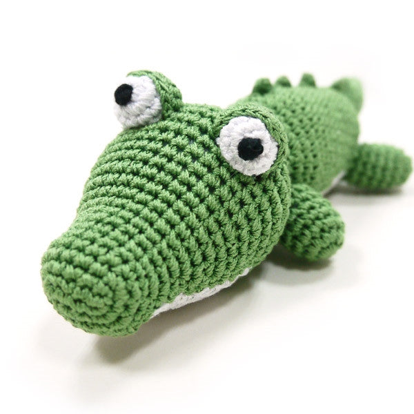 Alligator Crochet Dog Toy with Squeaker