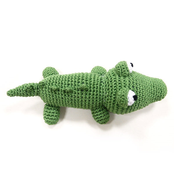 Alligator Crochet Dog Toy with Squeaker