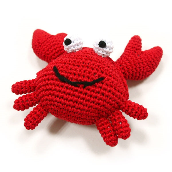 Red Crab Crochet Dog Toy with Squeaker