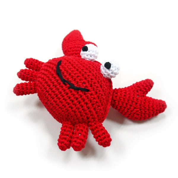 Red Crab Crochet Dog Toy with Squeaker
