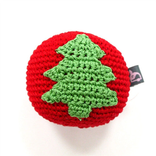 Christmas Tree Ball Crochet Dog Toy with Squeaker