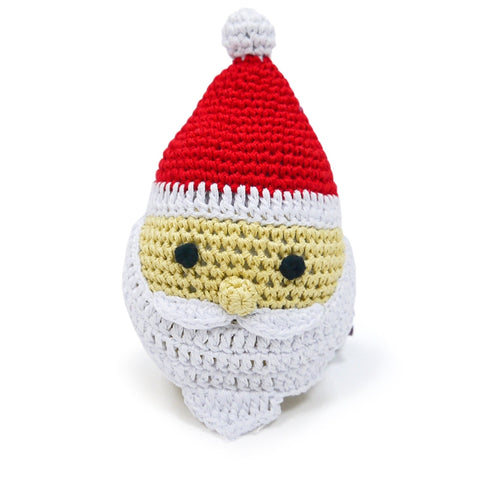 Jolly Santa Crochet Dog Toy with Squeaker