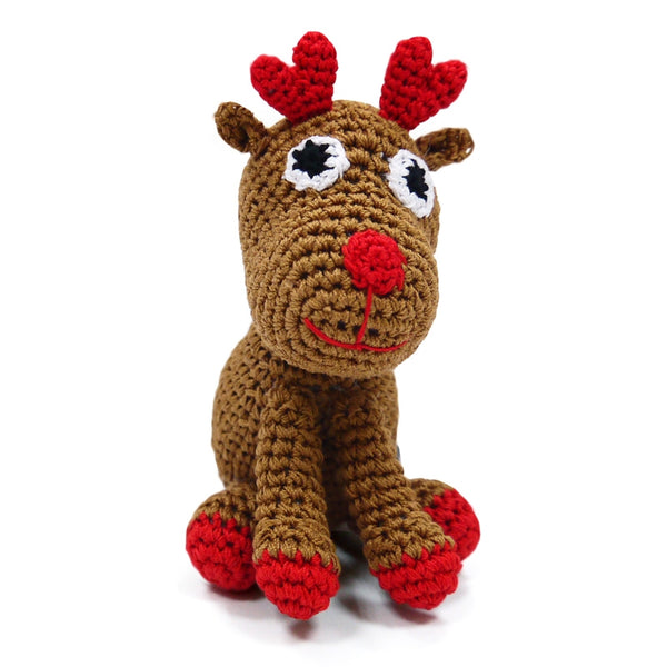 Reindeer Crochet Dog Toy with Squeaker