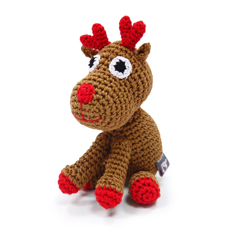 Reindeer Crochet Dog Toy with Squeaker