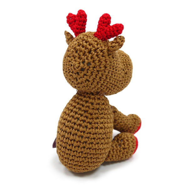 Reindeer Crochet Dog Toy with Squeaker