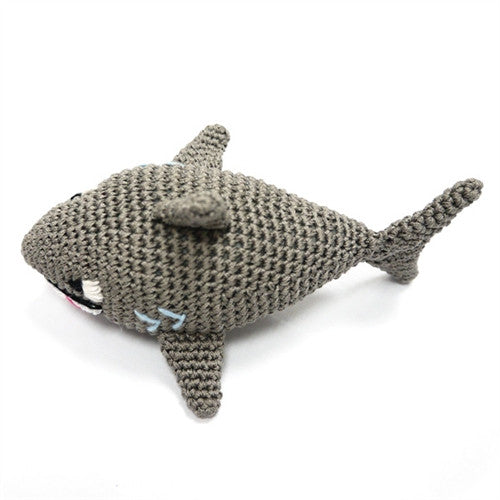 Shark Crochet Dog Toy with Squeaker