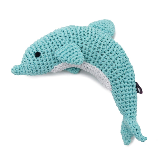Dolphin Crochet Dog Toy with Squeaker