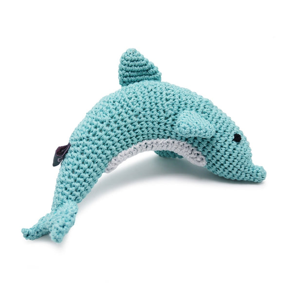 Dolphin Crochet Dog Toy with Squeaker