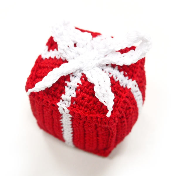 Gift Box Crochet Dog Toy with Squeaker