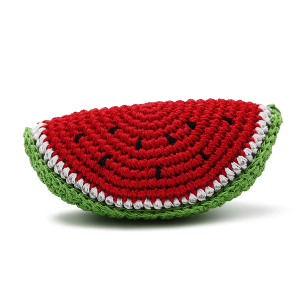 Watermelon Crochet Dog Toy with Squeaker