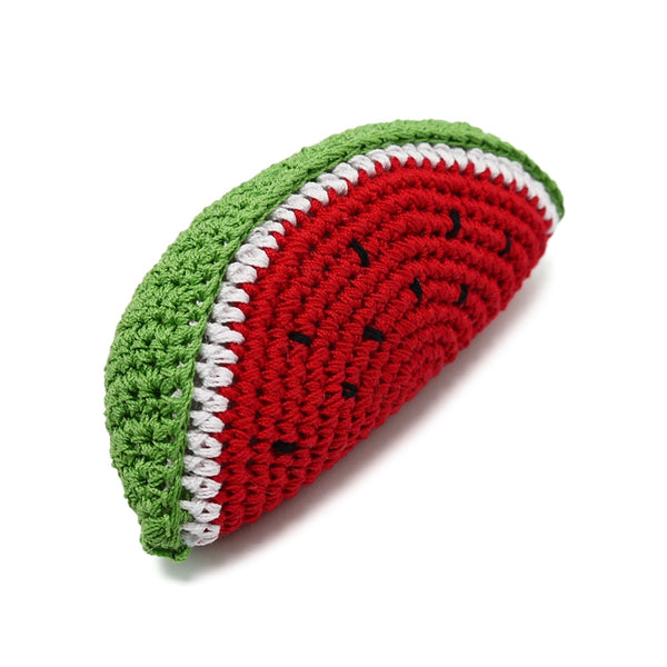 Watermelon Crochet Dog Toy with Squeaker