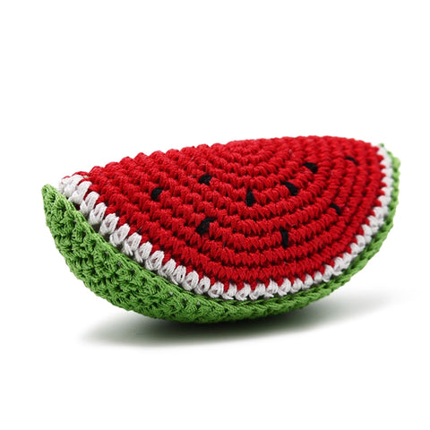 Watermelon Crochet Dog Toy with Squeaker