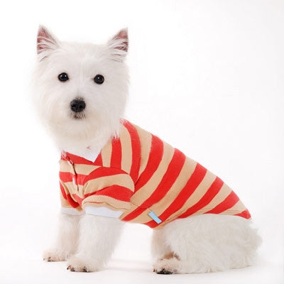 Classic Stripe Dog Polo Shirt - Red/Tan