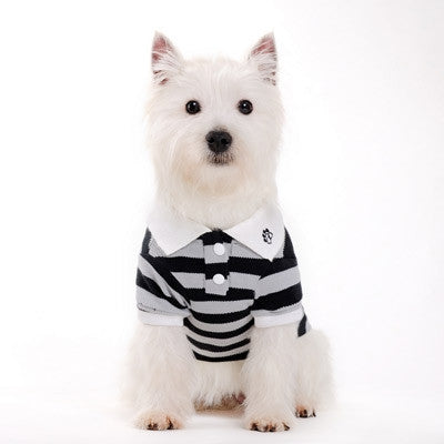 Classic Stripe Dog Polo Shirt - Black/Gray