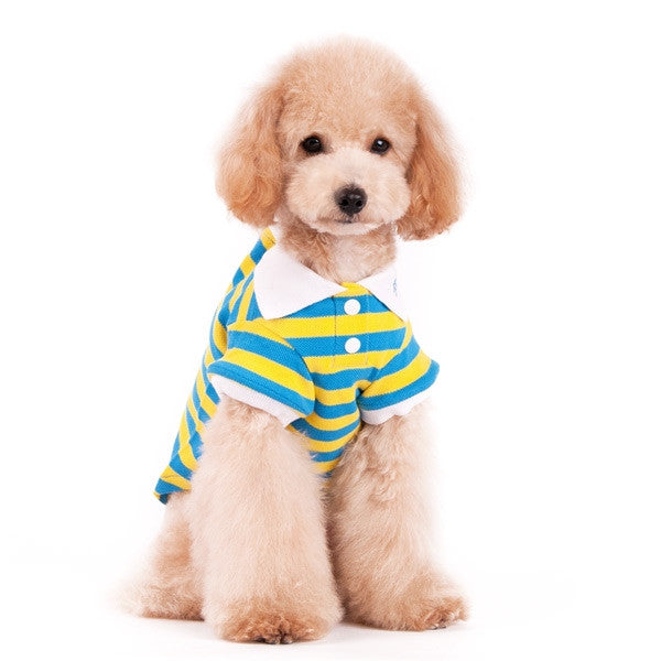 Classic Stripe Dog Polo Shirt - Yellow/Blue