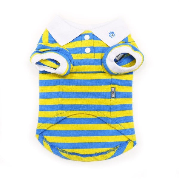 Classic Stripe Dog Polo Shirt - Yellow/Blue