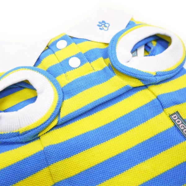 Classic Stripe Dog Polo Shirt - Yellow/Blue