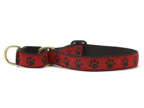 Up Country Red & Black Paws Martingale Dog Collar