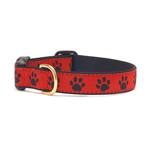 Up Country Red & Black Paws Dog Collar