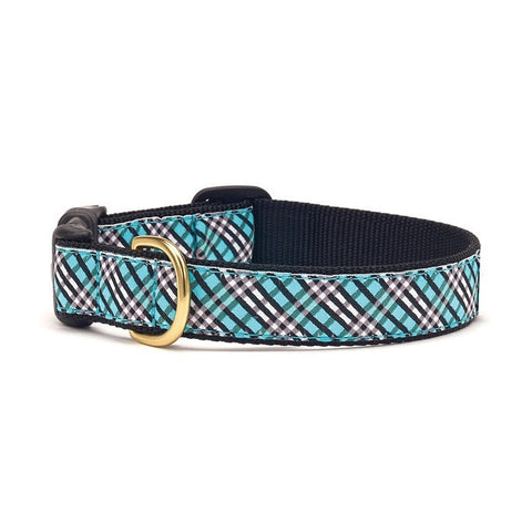 Up Country Aqua Plaid Dog Collar