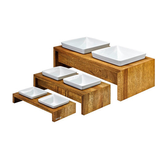 Artisan Double Wood Dog Feeder - Bamboo (Natural)