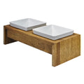 Artisan Double Wood Dog Feeder - Bamboo (Natural)