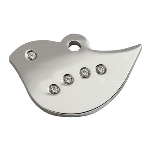 Red Dingo Diamante Stainless Steel Dog Tag with Swarovski Zirconia - Bird