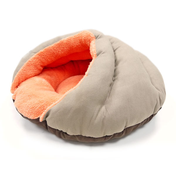 Burger Bed Small Dog Snuggle Bed Orange Brown PupLife Dog Supplies