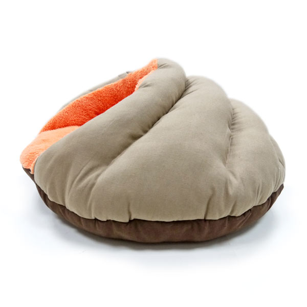 Burger Bed Small Dog Snuggle Bed - Orange/Brown