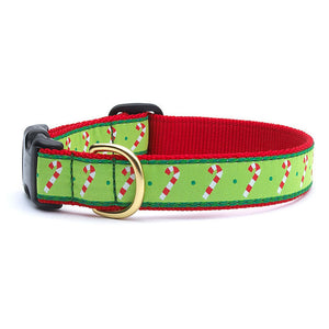 Up Country Candy Canes Holiday Dog Collar