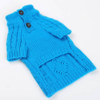 Classic Cable Dog Sweater - Blue