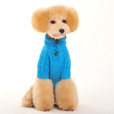 Classic Cable Dog Sweater - Blue