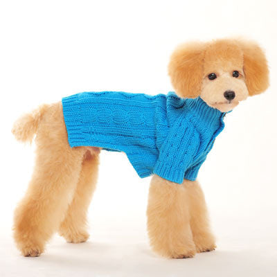 Classic Cable Dog Sweater - Blue