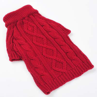 Classic Cable Dog Sweater - Red