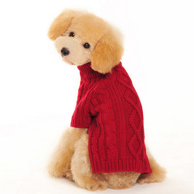 Classic Cable Dog Sweater - Red
