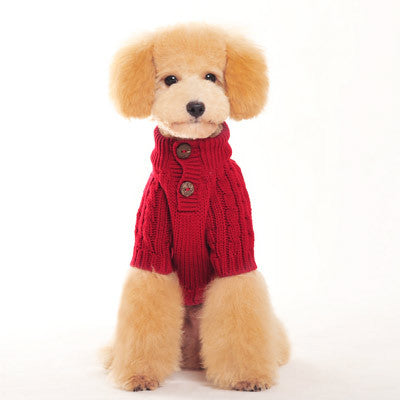 Classic Cable Dog Sweater - Red