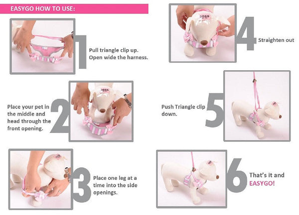 EasyGO Soft Step-In Dog Harness - Sweetbow Pink